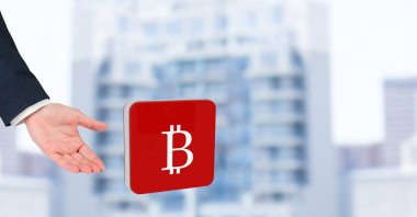 El bitcoin sembol simge ile açık