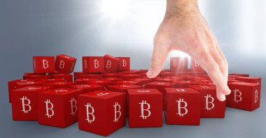 El bitcoin sembol simgeler ile açık