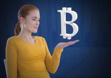 Bitcoin simgesi ve iş kadını
