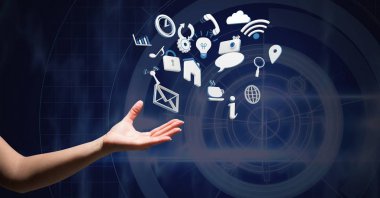 El ile 3d karma simgeler açık