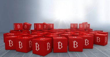 bitcoin sembol simgeler parlak arka plan ile 