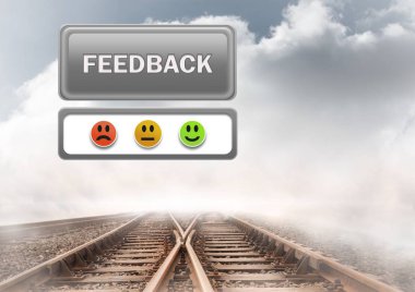 geri düğmesi ve gülen memnuniyeti yüzler