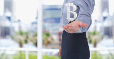 El bitcoin sembol simge ile açık