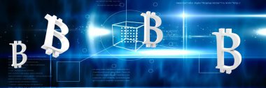 technogy arka plan ile bitcoin sembol simgeler