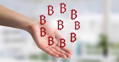 El bitcoin sembol simgeler ile açık