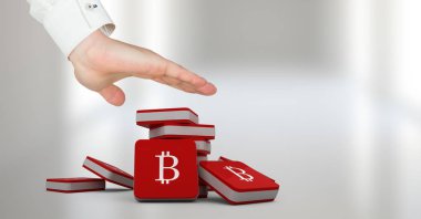 El bitcoin sembol simgeler ile açık