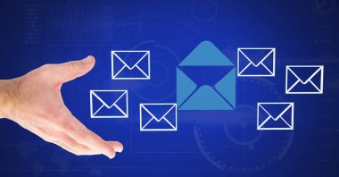 3D e-posta mesajı Icons dokunmadan el