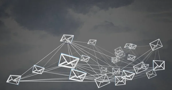 Ícones de mensagem de e-mail 3D conectados — Fotografia de Stock