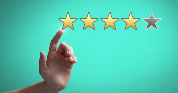Hand aanraken rating beoordeling sterren — Stockfoto
