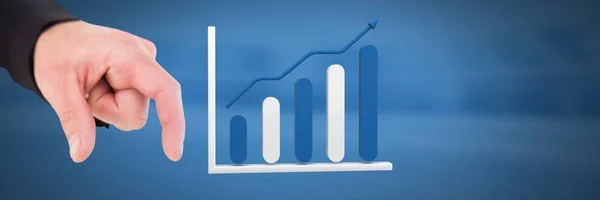 Hand touching 3D bar chart statistics icon — Stock Photo, Image