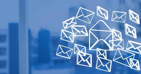 3D email message connected icons — Stock Photo, Image