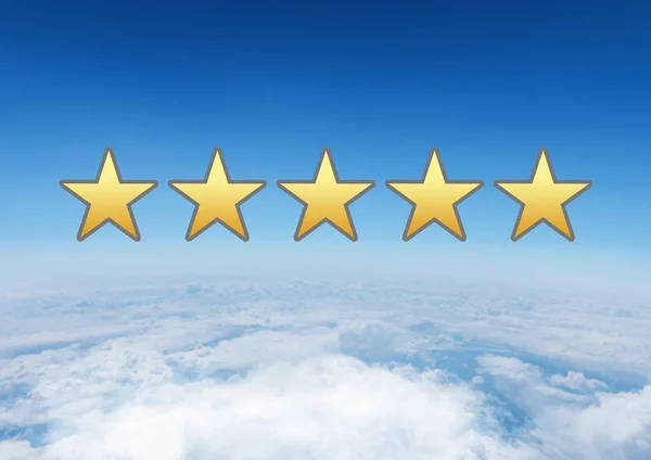 Vijf sterren beoordeling rating in de hemel — Stockfoto