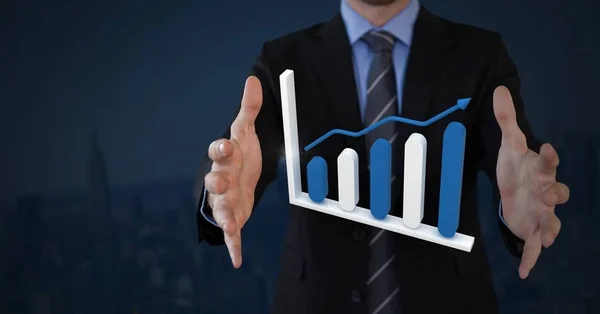 3D Bar Chart statistics and Businessman — Stock Photo, Image