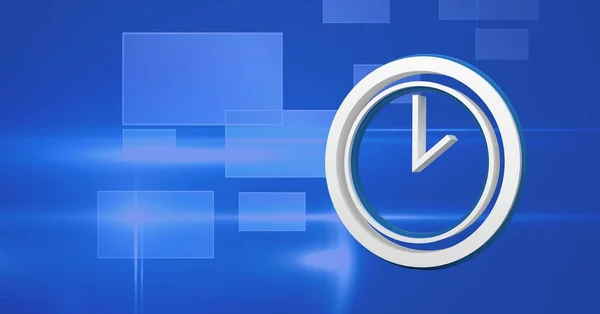 Ícone de tempo de relógio 3D com fundo azul — Fotografia de Stock