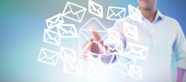 görünmez bir ekran dokunmak gibi davranarak adam