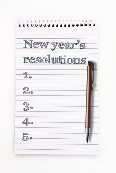 Nyår Resolutioner Lista Tabell Som Isolerades Vit Bakgrund — Stockfoto