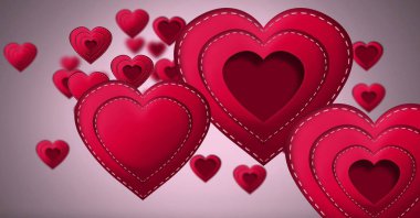 Dikişli Sevgililer kalp dijital bileşik