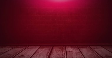 Duvar ve ahşap zemin üzerinde pembe ışık dijital bileşik