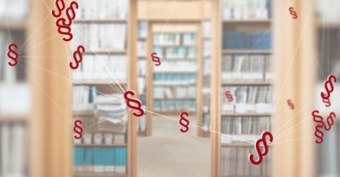 3d bölüm sembol simge ve raflardan kitaplığındaki dijital bileşik