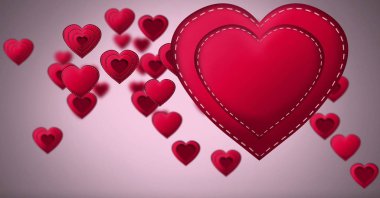 Dikişli Sevgililer kalp dijital bileşik