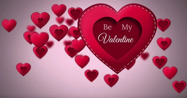 Digital Composite Valentine Text Stitched Valentines Heart — Stock Photo, Image