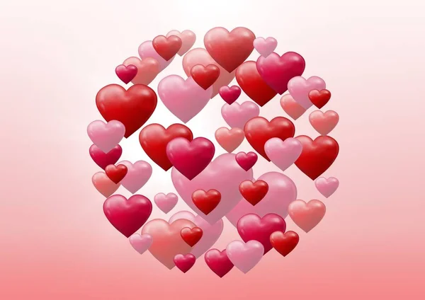 Digitale Composiet Voor Bubbly Valentines Hearts Cirkel — Stockfoto