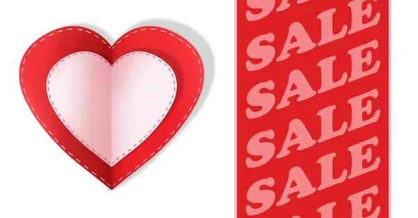 Compuesto Digital Venta Texto Papel Corazones San Valentín —  Fotos de Stock