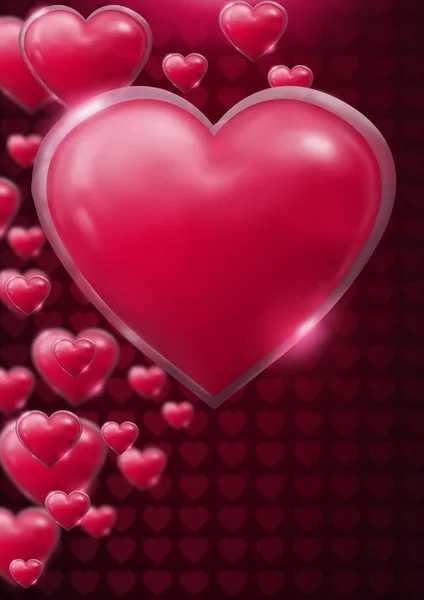 Digitální Složený Lesklé Bublinky Valentines Srdce — Stock fotografie