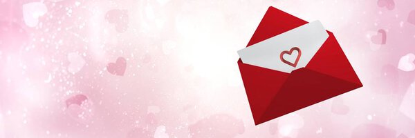 Цифровая композиция письма Валентина и любви сердца фон
