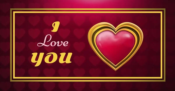 Цифровая Комедия Текста Love You Графика Shiny Heart Фоном Love — стоковое фото