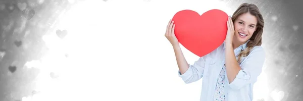Cyfrowy Kompozytowy Valentines Kobietę Serce Miłością Serca Tło — Zdjęcie stockowe