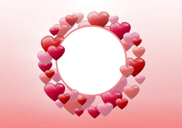 Цифровий Композит Сердець Bubbly Valentine Порожньому Колі — стокове фото