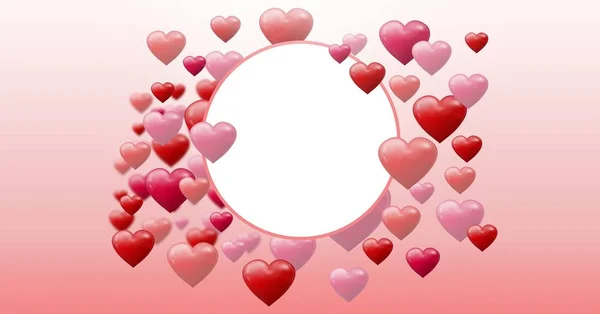 Digital Composite Bubbly Valentines Hearts Empty Circle — Stock Photo, Image