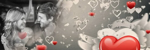 Ψηφιακός Σύνθετος Ζευγάρι Μετάβαση Καρδιές Του Αγίου Βαλεντίνου Αγάπη — Φωτογραφία Αρχείου