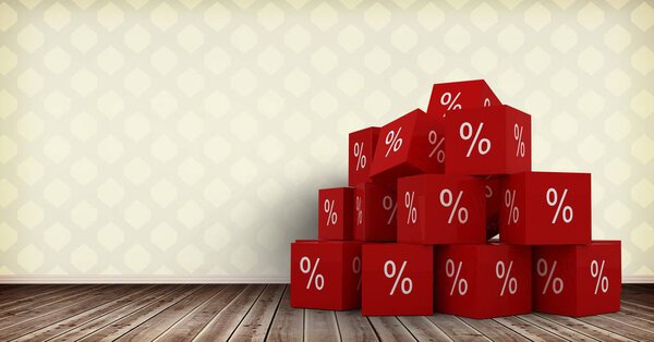 Цифровые комиксы 3D Проценты на полу в комнате
