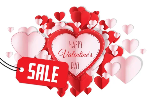 Mutlu Sevgililer Günü Metin Kağıt Sevgililer Kalpler Için Satış Dijital — Stok fotoğraf