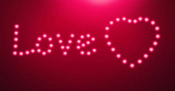 Compuesto Digital Texto Love Bombillas Neón Brillante Corazón —  Fotos de Stock