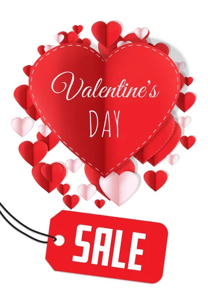 Digitális Kompozit Értékesítési Valentine Day Szöveges Papír Valentin Szíveket Kör — Stock Fotó