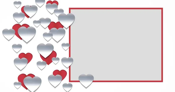 Digitale Composiet Papier Uitknippen Valentines Harten Met Lege Doos — Stockfoto