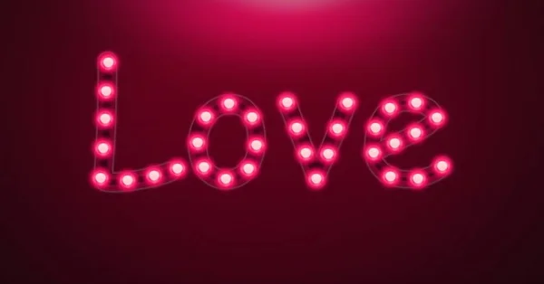 Composito Digitale Testo Amore Incandescente Lampadine Neon — Foto Stock