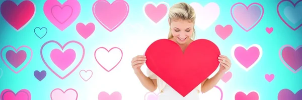 Cyfrowy Kompozytowy Valentines Kobietę Serce Miłością Serca Tło — Zdjęcie stockowe