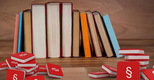 Composto Digital Ícones Símbolo Seção Linha Livros — Fotografia de Stock