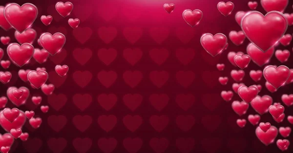 Compuesto Digital Brillantes Corazones Burbujeantes San Valentín — Foto de Stock