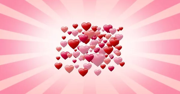 Kabarcıklı Sevgililer Kalplerin Dijital Bileşik — Stok fotoğraf