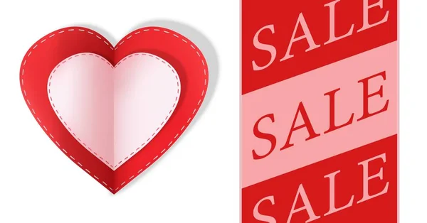 Compuesto Digital Venta Texto Papel Corazones San Valentín —  Fotos de Stock