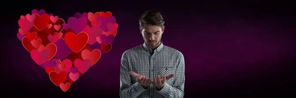 Compuesto Digital Del Hombre Con Las Manos Corazón Abiertos — Foto de Stock