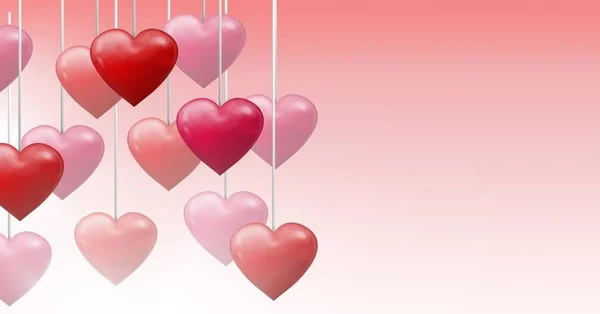 Цифровий Композит Сердець Bubbly Valentines Висять Струні — стокове фото