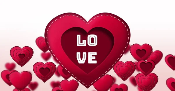 Composite Numérique Texte Amour Coeurs Valentines Cousus — Photo