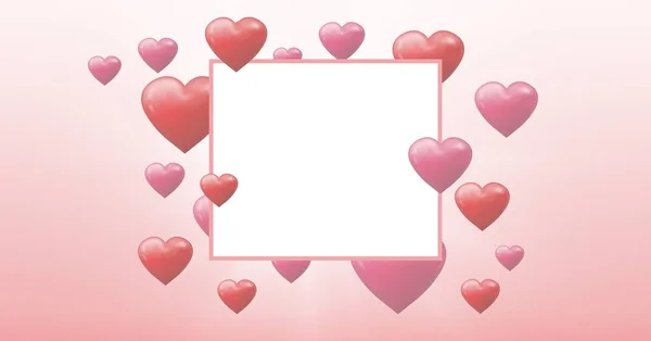 Digital Composite Bubbly Valentines Hearts Empty Box — Stock Photo, Image