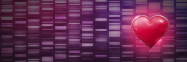 Цифровой композитный блестящее сердце светится прямоугольниками фиолетового фона
